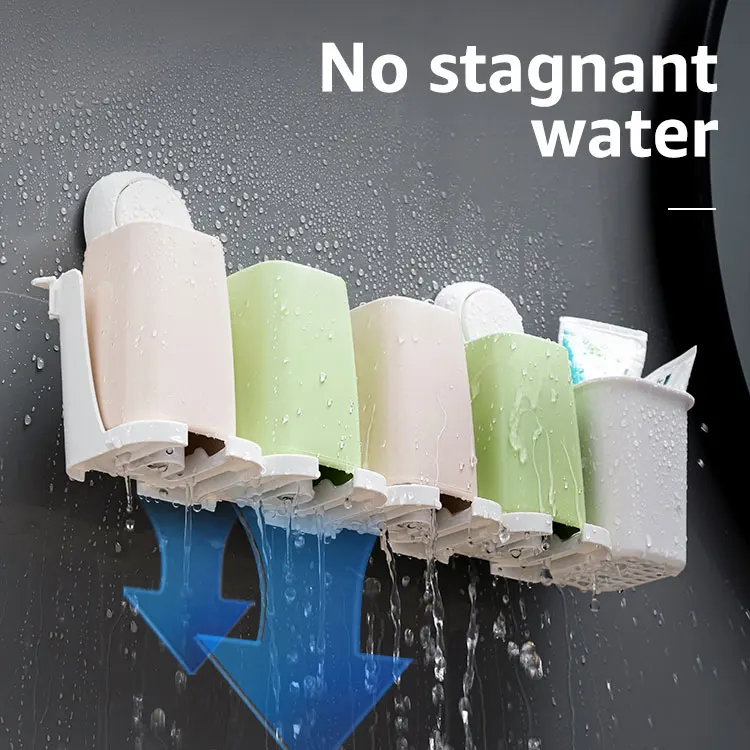 Wholesale Removable Powerful Bathroom Wall Mount Plastic Suction Cup Toothbrush Holder With Cups