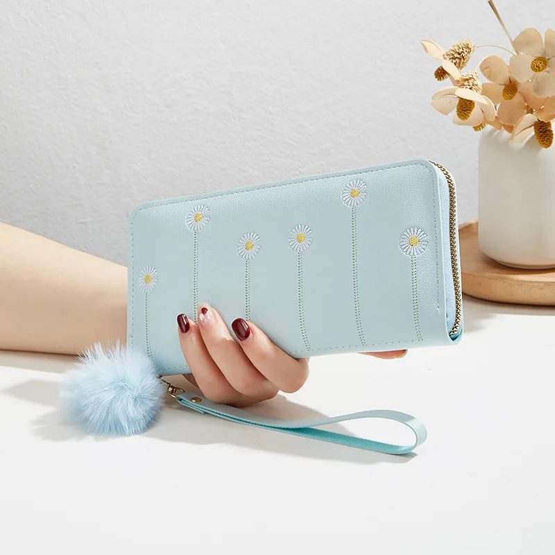 NEW purses girls 2024 wholesale plush flower print wallets fresh sweet card key long wallets women purse