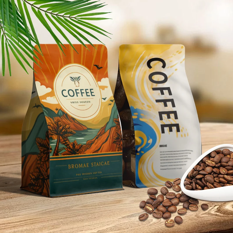 Custom Resealable 1kg 500g 250g Matt flat bottom bags coffee pouch packaging pack pouch coffe