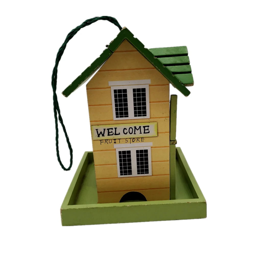 
kids discovery hobby toy original wooden painted string Hanging wild doves parrot humming bird viewer feeder house 