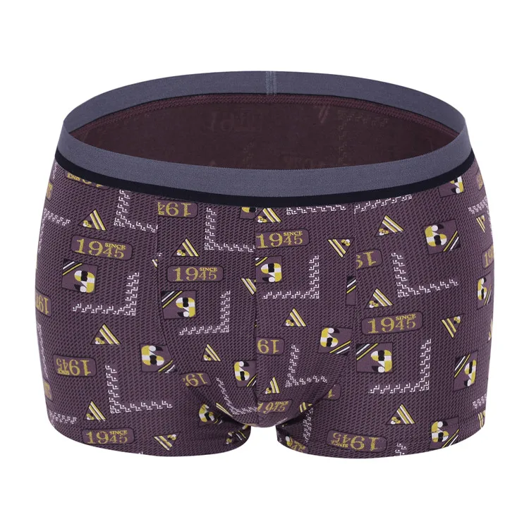 
China Underwear Wholesale Cotton Spandex Elastic Waistband Printed Men Boxer Shorts Panties 