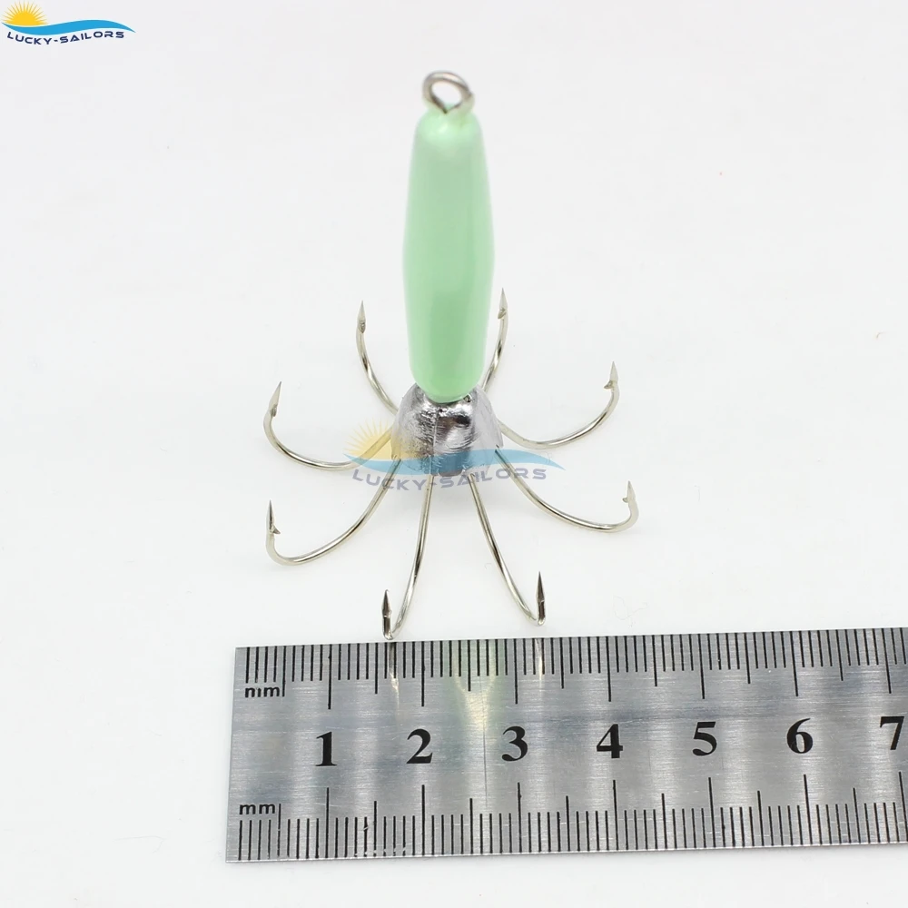 Glow in Dark Luminous Bulb Jigs Trolling Octopus Fishing Lures Hard Body Bait Hoochies Assorted Squids