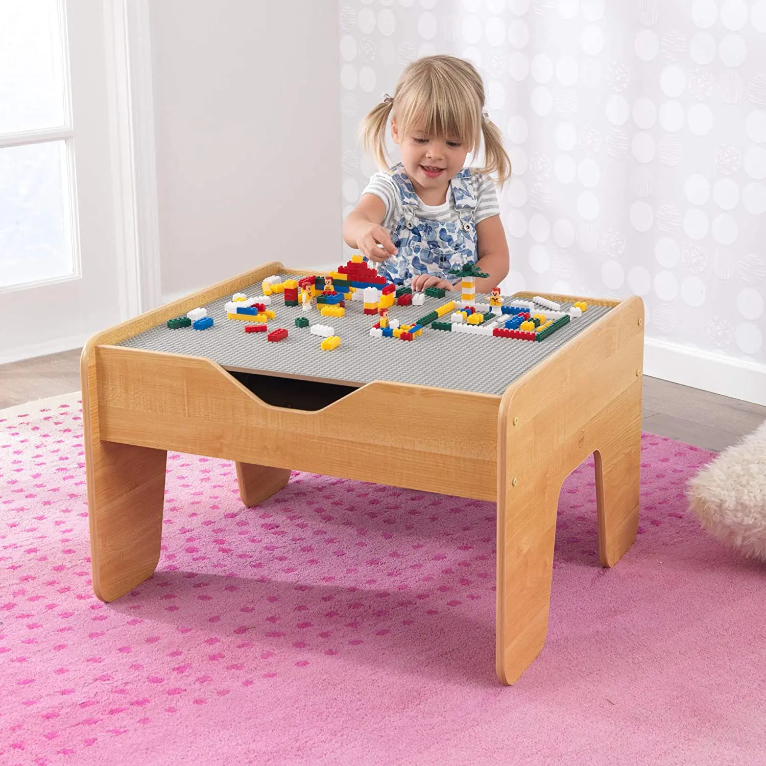 Kindergarten class Reversible Wooden kids activity table play kids study table with blackboard