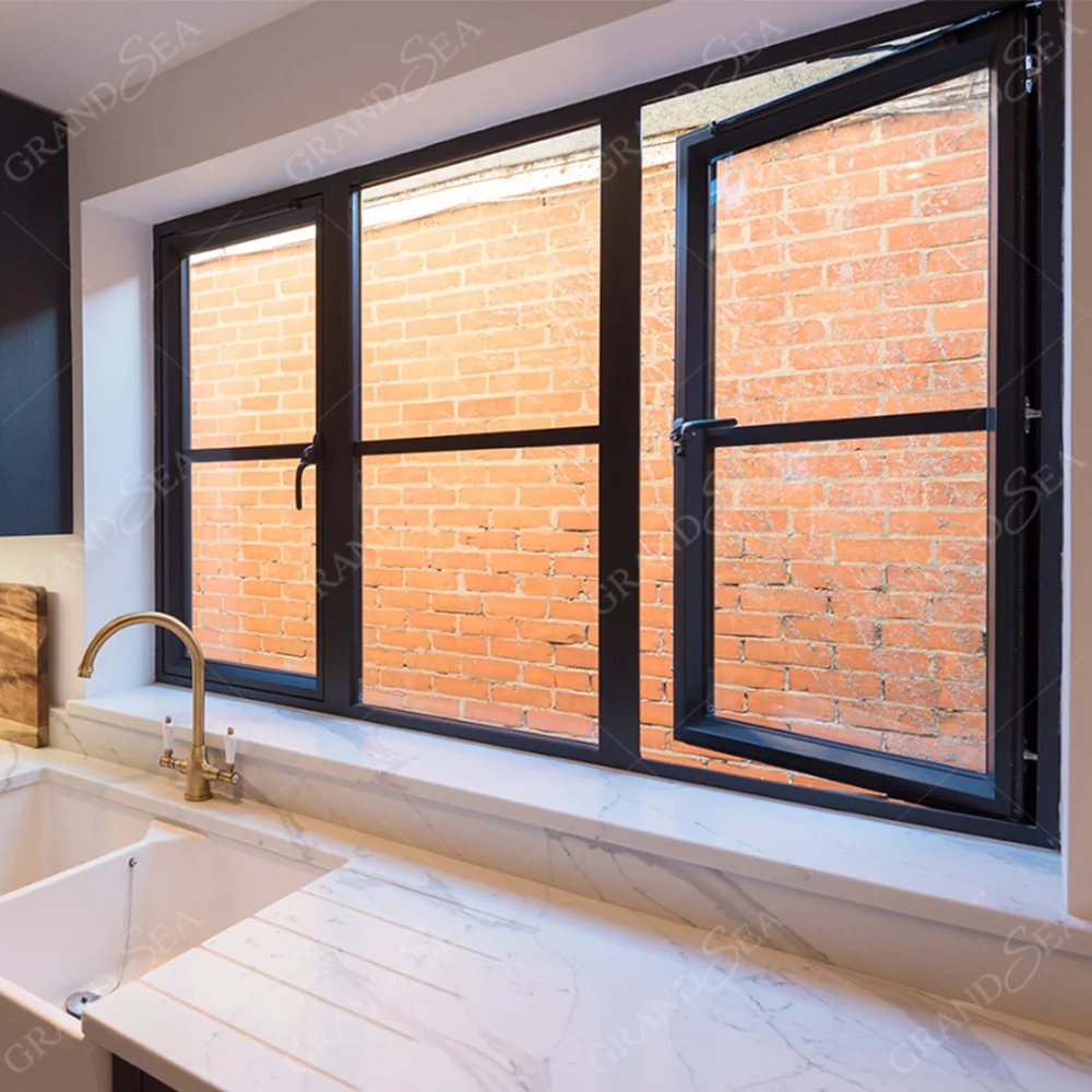 Noiseless Aluminum Double Glazed Soundproof Arched Casement Windows 48 x 60 36 x 72 Steel Aluminum Casement Window