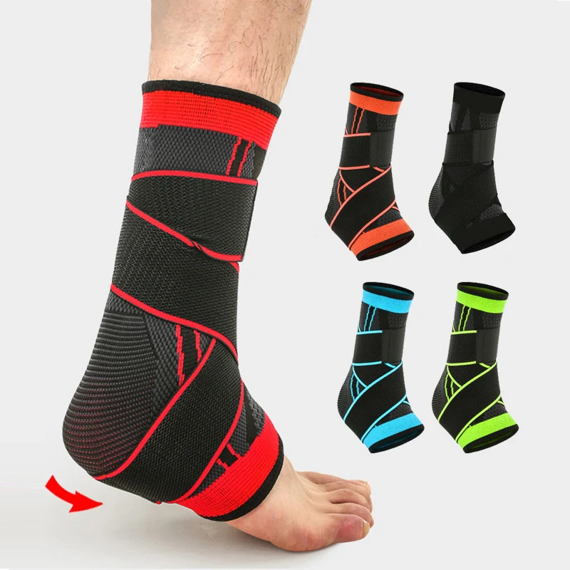 Customizable Logo Compression Ankle Sleeve Adjustable Strap Support Sports Ankle Brace Volleyball Basketball Elbow Knee Pads