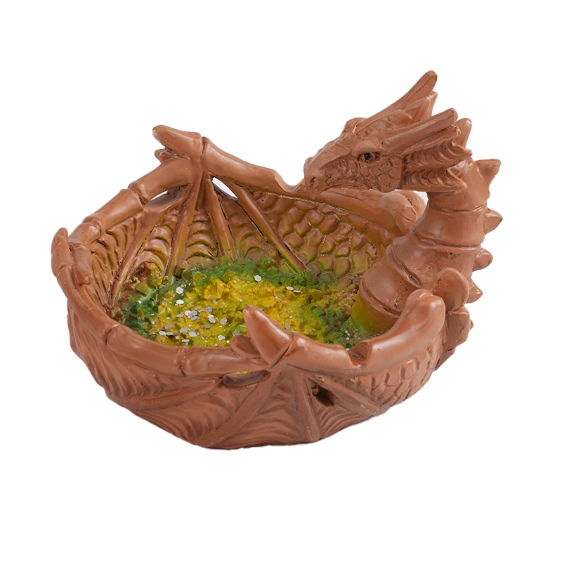 2024 Wholesale Good Quality Custom Logo Standing Ashtray Resin Ashtray Fire-breathing Dragon Resin Sshtray