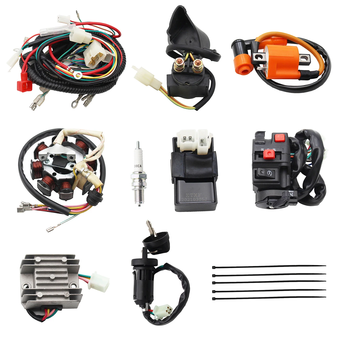 Complete Electrics ATV QUAD 150cc 200cc 250cc 300cc 3-hole stator CDI performance coil harness Zongshen Lifan Quality Guarantee