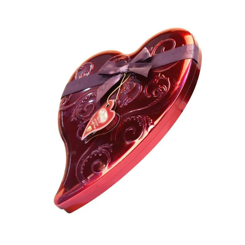 Custom Printed Candy Sweets Heart Shape Tin Box Metal Valentine Tin Cookie Chocolate Food Safe Red Wedding Gift Tin Box