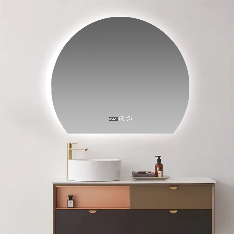 big half moon backlit led cosmetic mirror three color light for home Decor