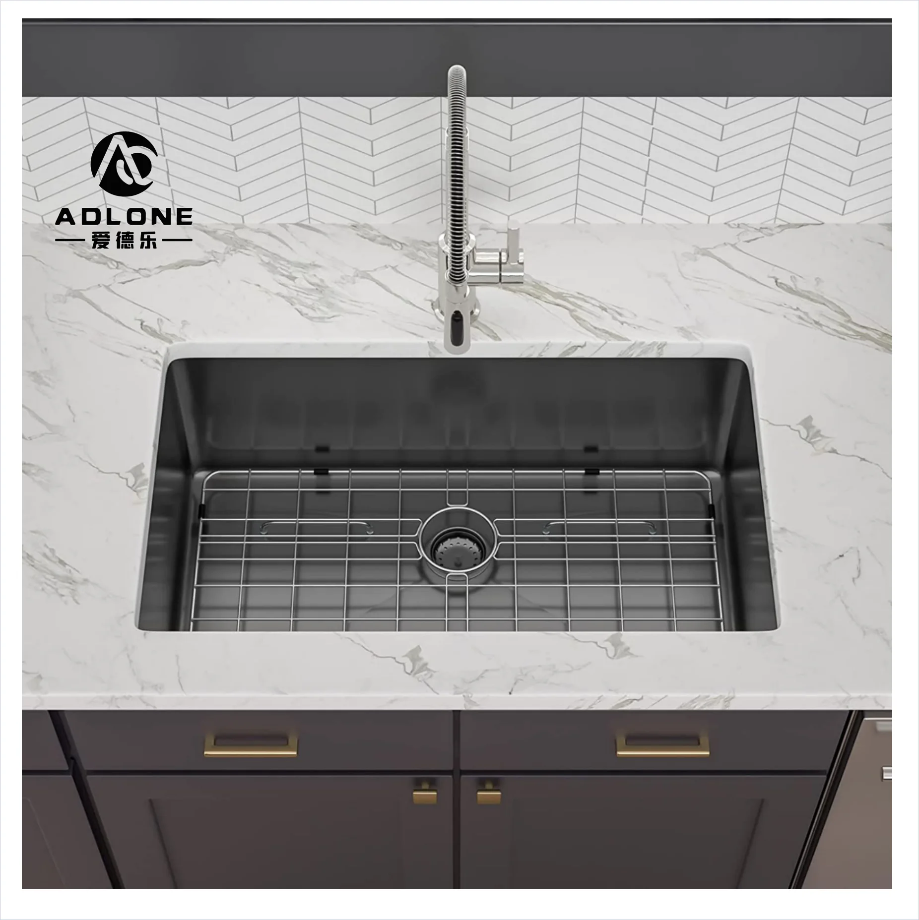Adlone black finish sink Style Surface nano mount  27*17 pvd plating Sink Black kitchen sink