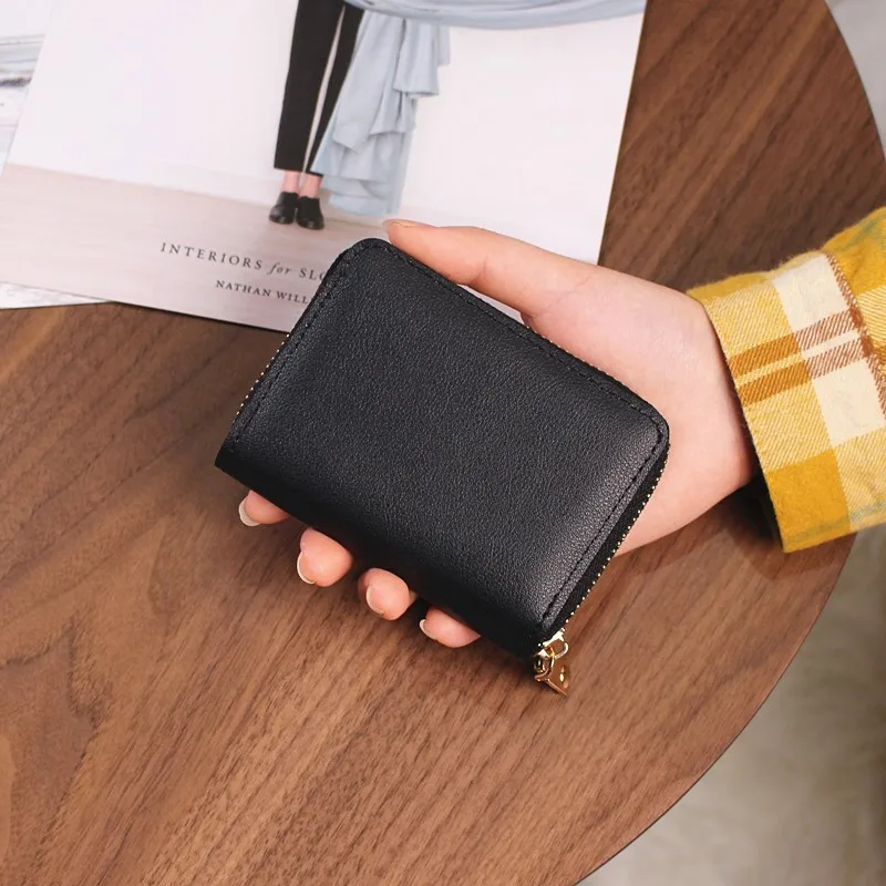 Luxury Fashion  Zipper Wallet PU Leather Transparent 24 Card Slots Coin Colorful Large Capacity  Credit Card Purses For Women