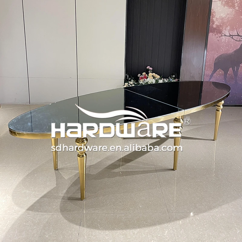 Wholesale Dubai Gold Stainless Steel Legs Mdf Wedding Dining Table For Wedding