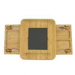 Selling Bamboo Cheese Board with Cheese Tools, Cheese Plate Charcuterie Platter with Utensils Set and 4 Stainless Steel Cutting