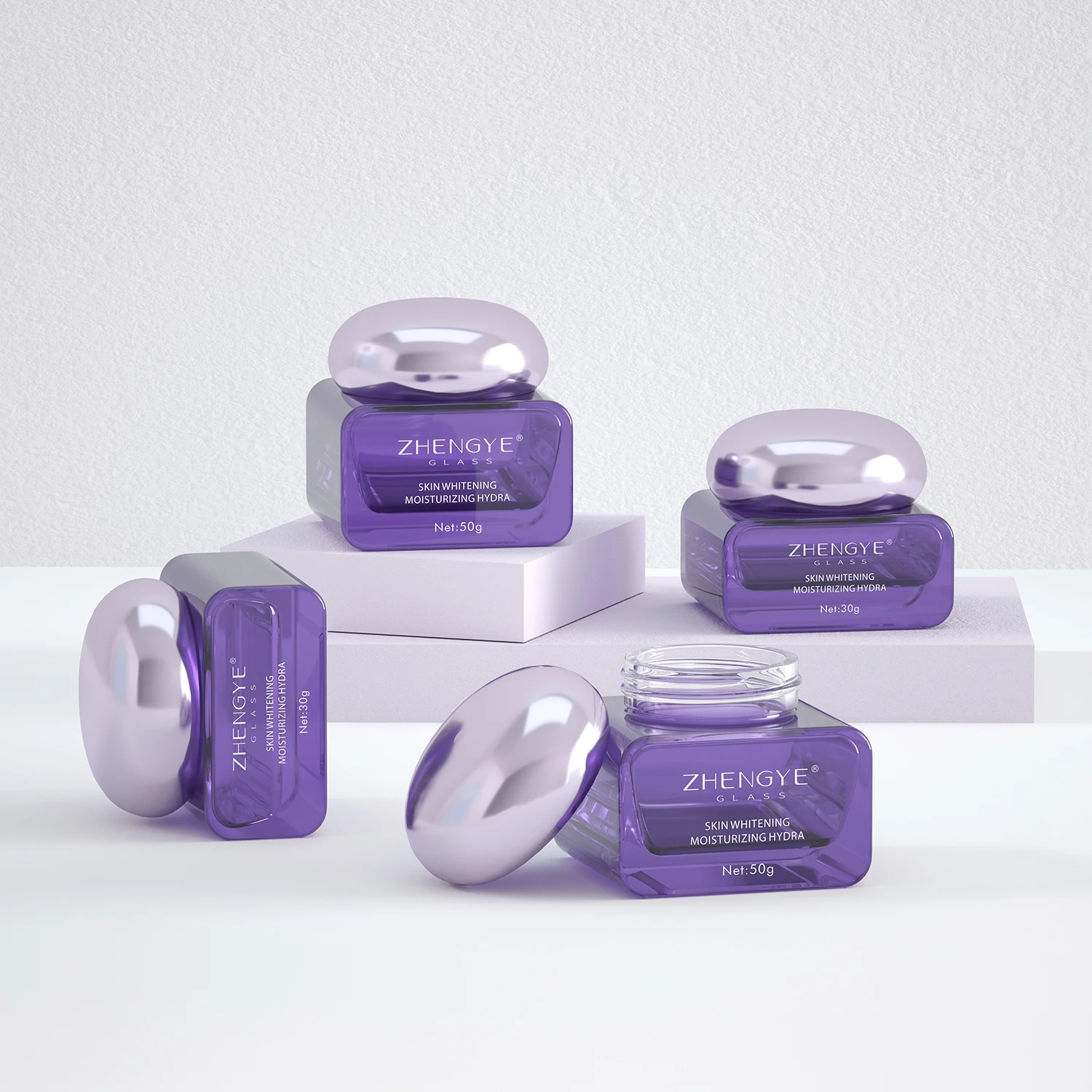 30g 50g Cosmetic Luxury Square Shape Cosmetic Packaging Container Empty Glass Cream Jars for Cosmetic