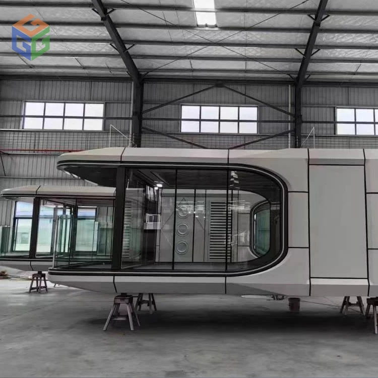 smart windproof hotel building Luxury beach villa manufacture mobile prefab space capsule house for sale