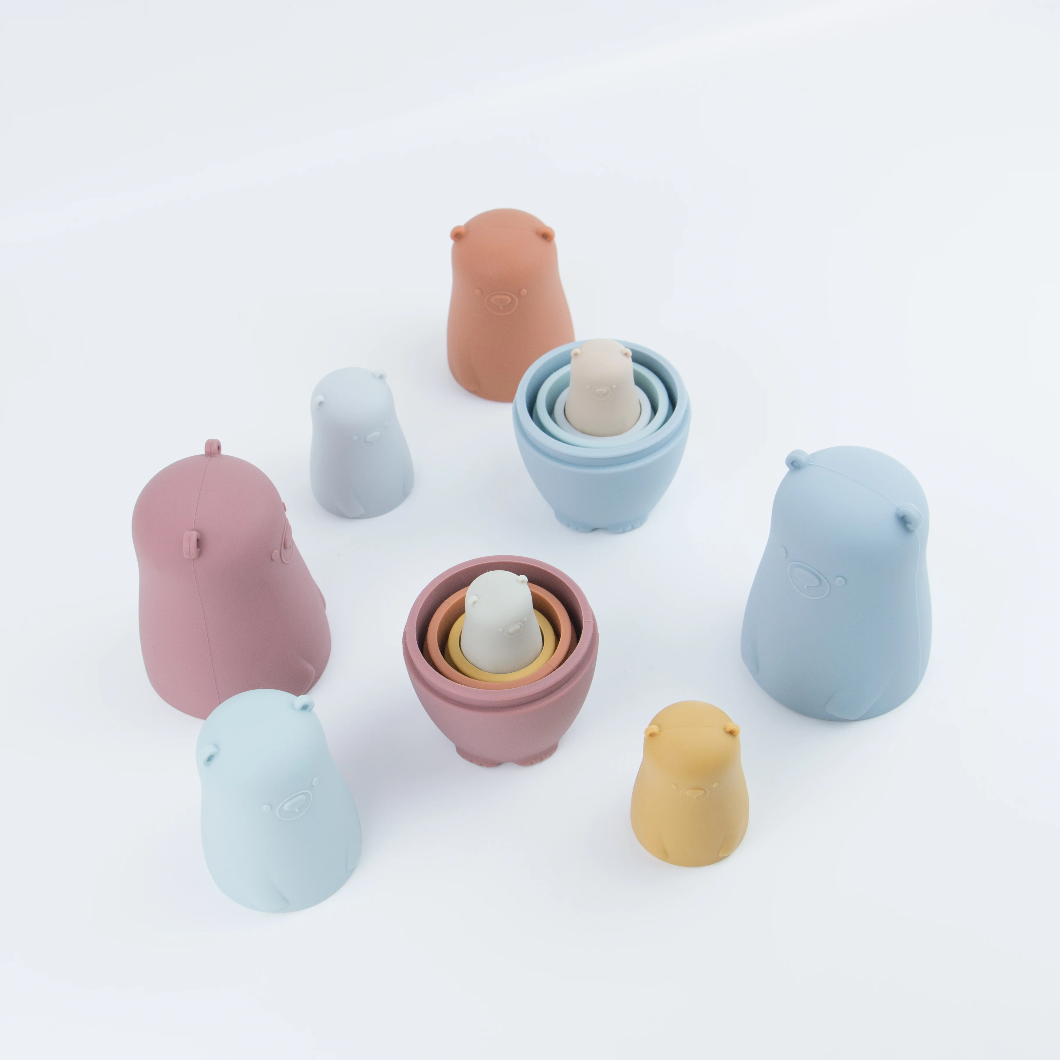 OEM Multi-color Russian Nesting Toys Toddler Stacking Dolls Kids Silicone Matryoshka Dolls