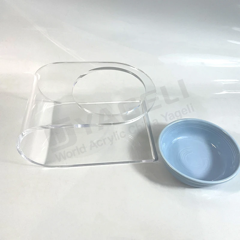 Yageli hot sale custom design wholesale clear lucite dog bowl stand for display only