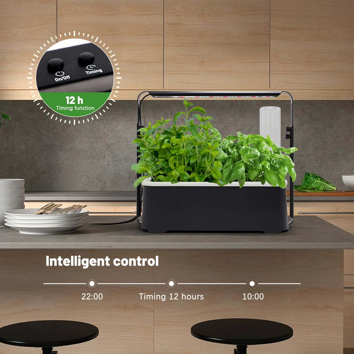 Hydroponics Growing System 11 Pods Planter Indoor Smart Herb Garden with 16W LED Grow Lights