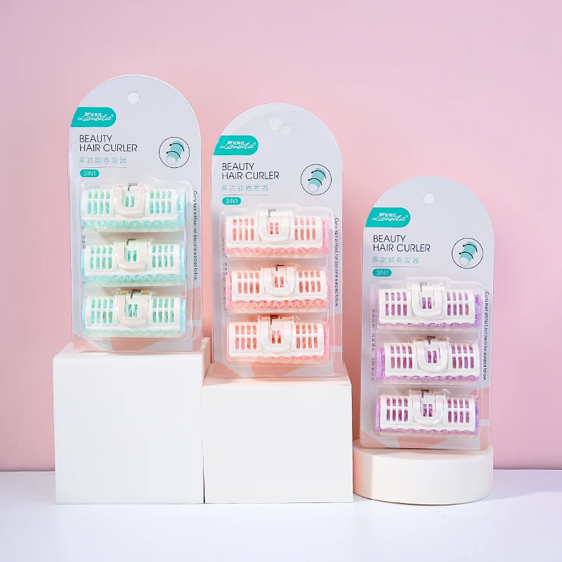 Lameila 3pcs Colorful Plastic Hair Rollers Hot Sell Diy Hairdressing Salon Barber Silk Roller Hair Mesh Tension Hair Curler C017