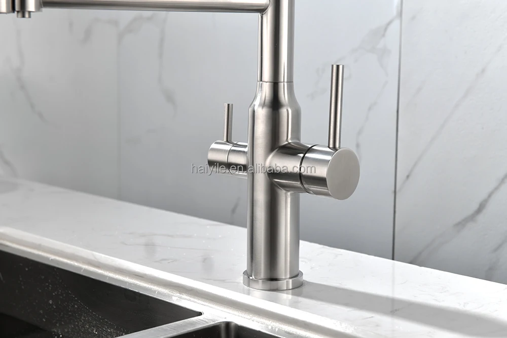 Custom Black plus silver chrome  kitchen faucet Round single Handle Water Purifier Tap Faucet for Home Tap Mixer