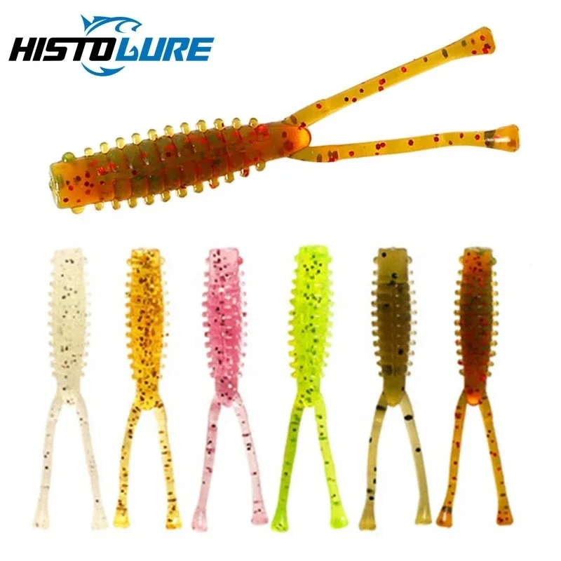 HISTOLURE Ajing Soft Fishing Lure 20pcs 0.4g 3.2cm Silicone Bass Straight Twin Tail Rockfish Swimbait Jigging Baits Worm