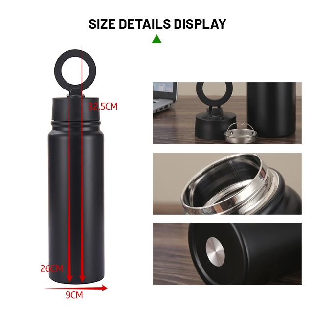 Fonwhy Custom Logo Insulated 32oz Flip Straw Magsafe Magnet Sports Water Bottle Tumbler Cups Mug With Magnetic Cell Phone Holder