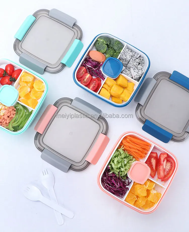 52oz PP Plastic Portable Salad Lunch Container, Salad Bowls Dressings Container Set Salad Box