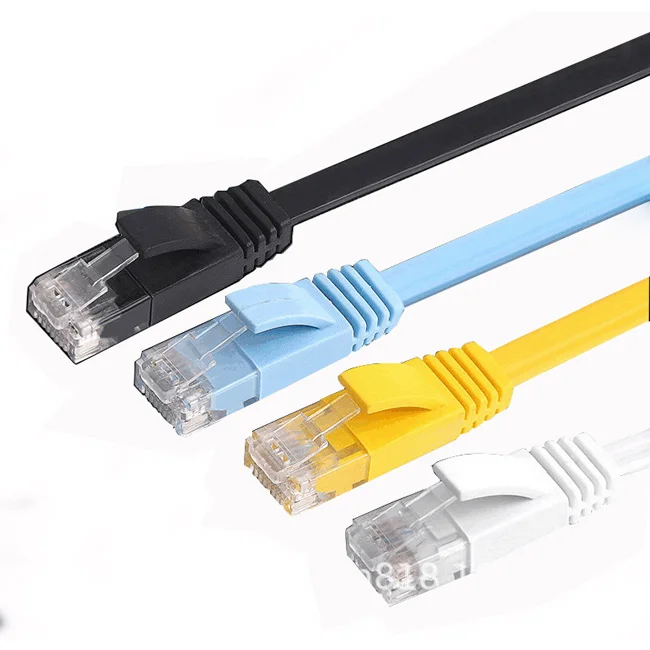 Factory price CAT6 Molded RJ45 Ultra Slim flat Ethernet Patch network LAN cable UTP flat patch cord 1.5m