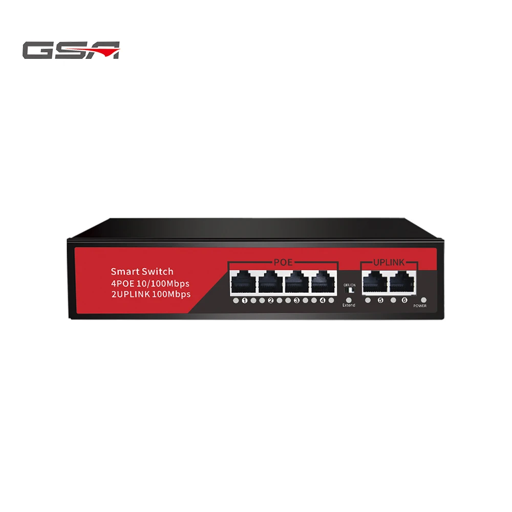 GSA 6CH  POE Switch Full-Duplex 100M Industrial Ethernet Switch QoS VLAN Support