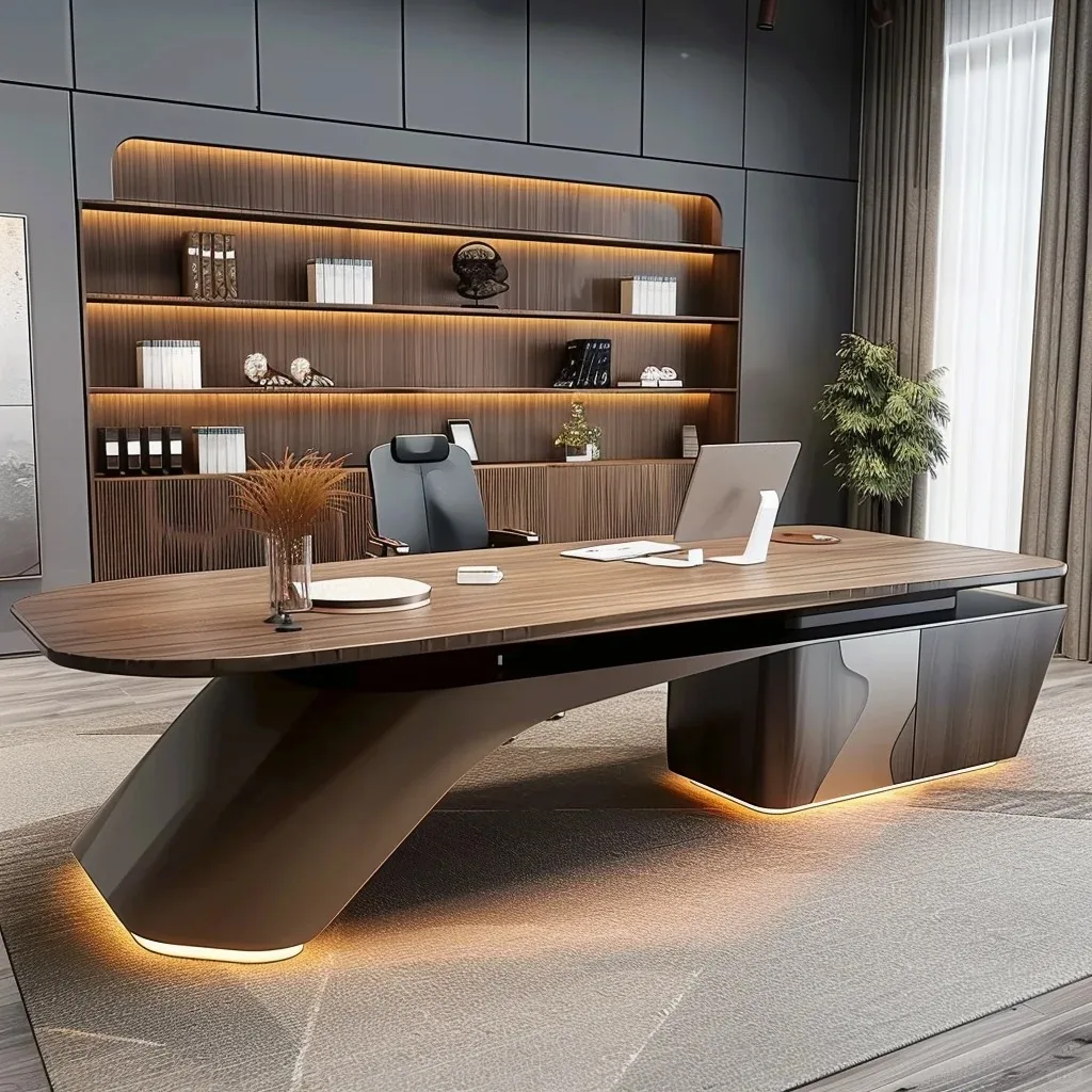 Creative Modeling Modern High Quality Office Furniture Wooden L-Shape Executive Desk CEO Boss Luxury Office Desk