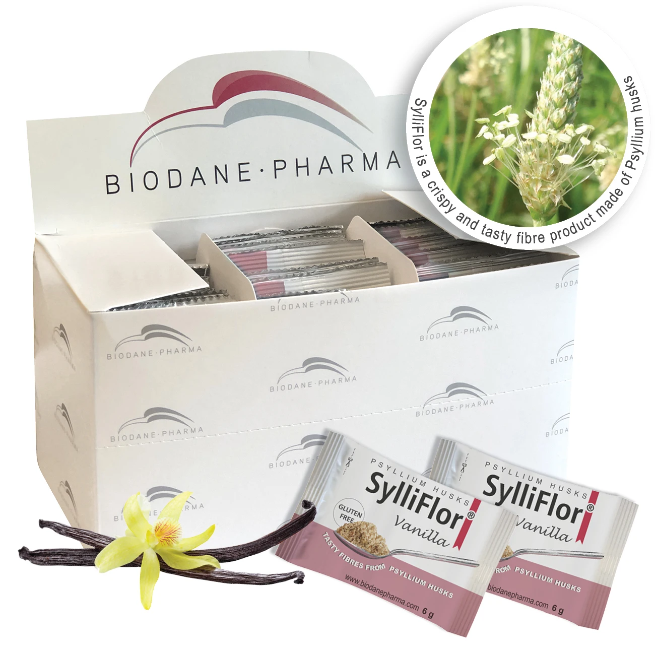 SylliFlor Psyllium шелухи пакетики ваниль Высокое качество волокна добавки пищевые для человека оптом