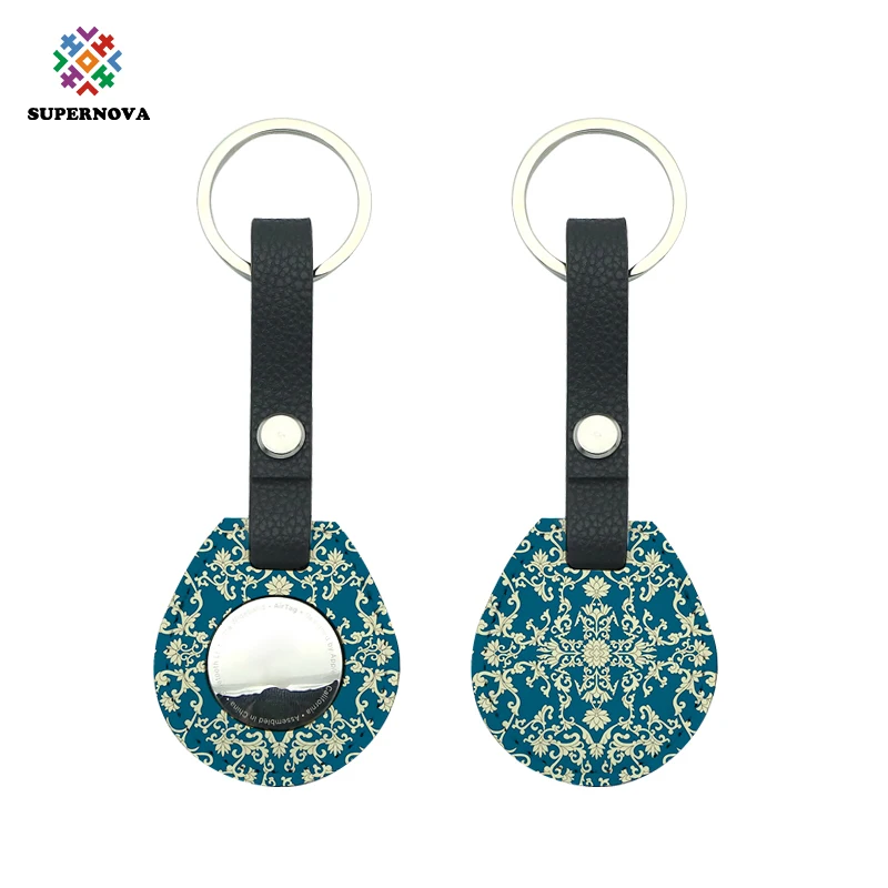  Sublimation Blank Leather Case for Apple AirTags Keychain Air tag Holder Tag Key Ring Cases Tags Protective