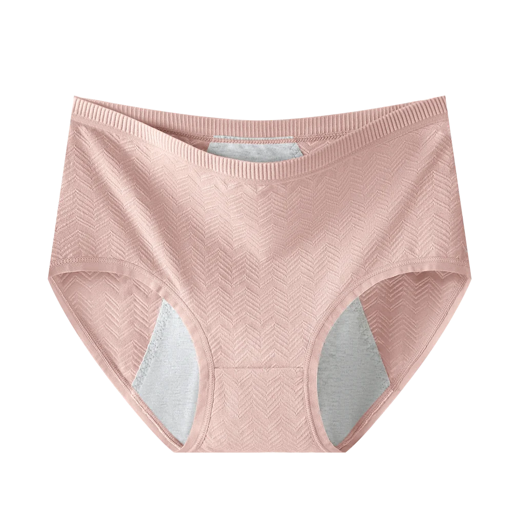 1541 Cotton Soft & Breathable 5-Color Embossed Waistband Elastic 3-Layer Leak proof Ladies Sanitary Period Panties in 3 Pack