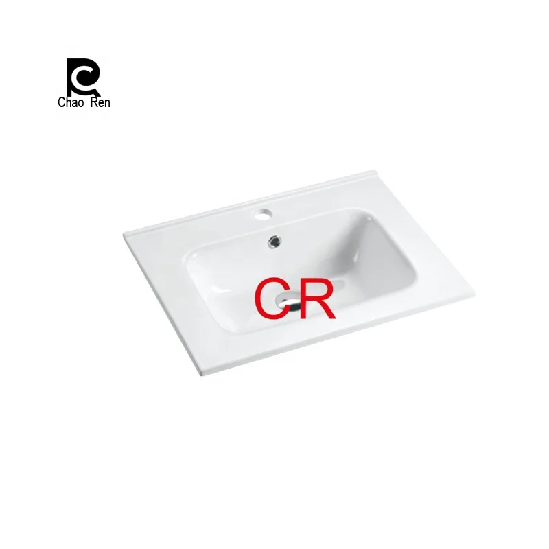 Bathroom with different sizes of thin edge rectangular cabinet sink white ceramic basin factory for sale