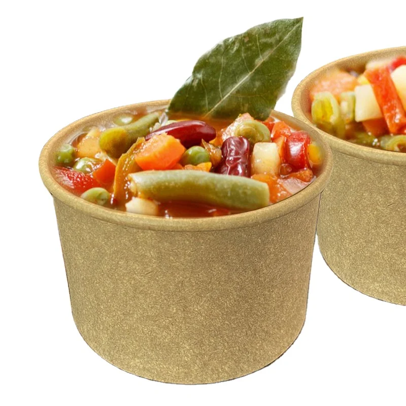 Одноразовая бумажная миска на заказ, биоразлагаемая бумажная коробка из бамбука для риса, лапши, овощей, салата