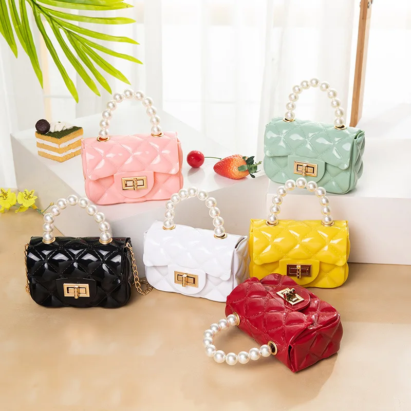 
Spot wholesale Fashion mini cheap crossbody handbags small Pearl tote bag mini candy jelly bags cosmetic bag 