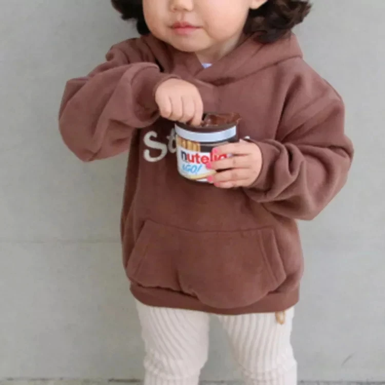 Fashion New Letter Print Long Sleeve Fleece Hoodie for Boys Children