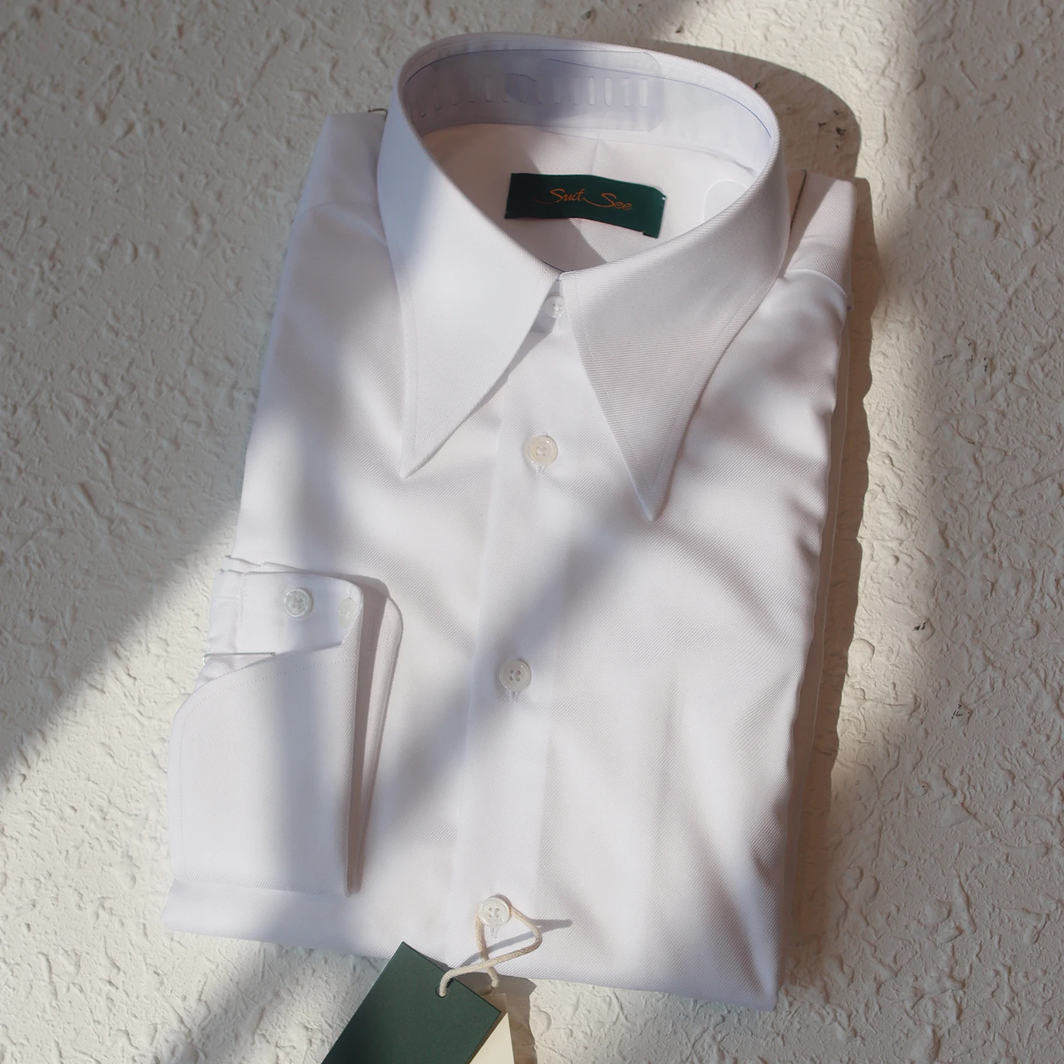 MTM Shirring Shoulder  Anti-wrinkle 100% Cotton Point Collar Shirt Italian Style Napoles Casual Shirt Tailor Custom Mens Shirt