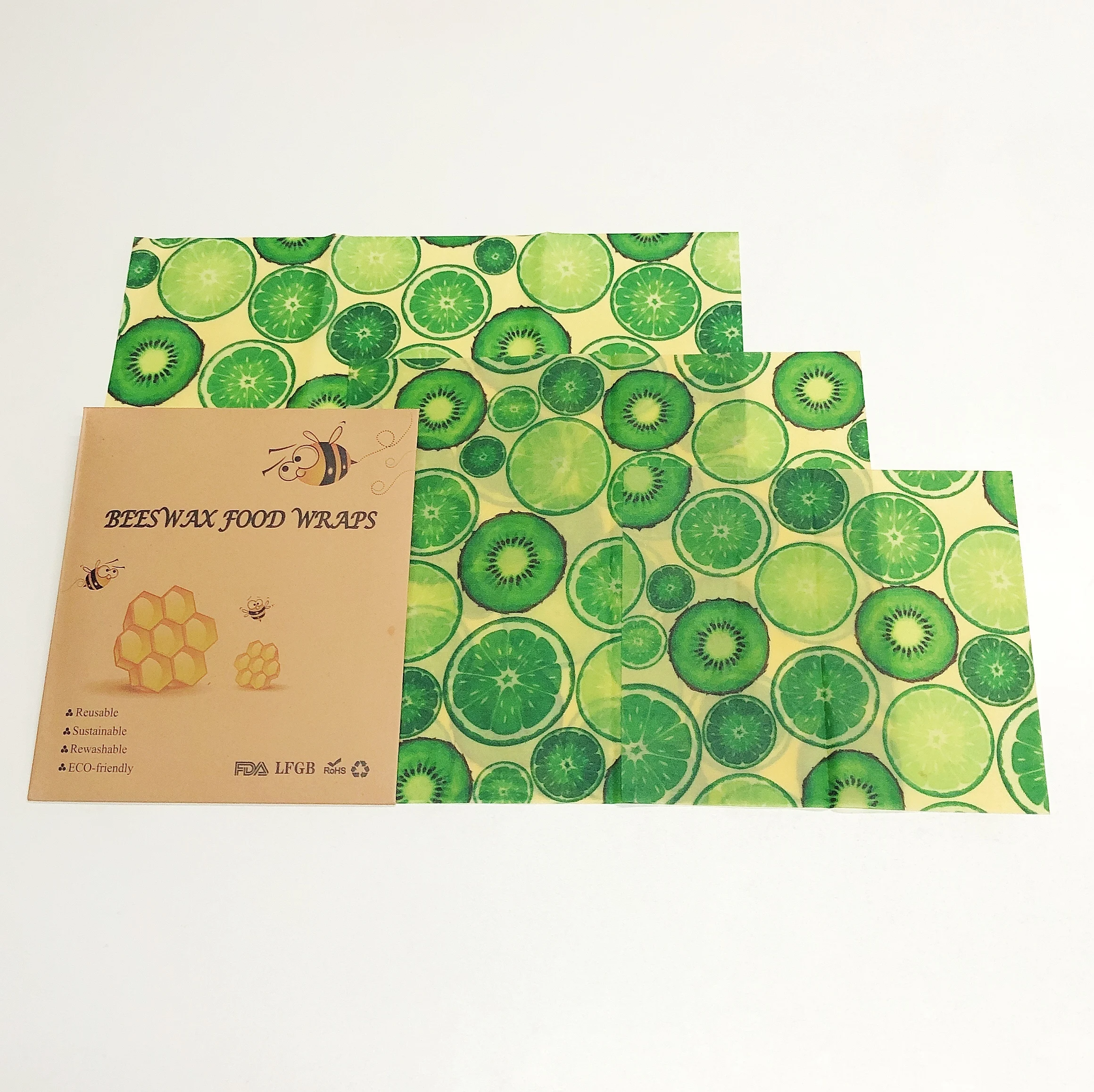 
Original Factory Test Hot Sales Amazon Organic Reusable Plastic Free Beeswax Food Wrap Cloth 