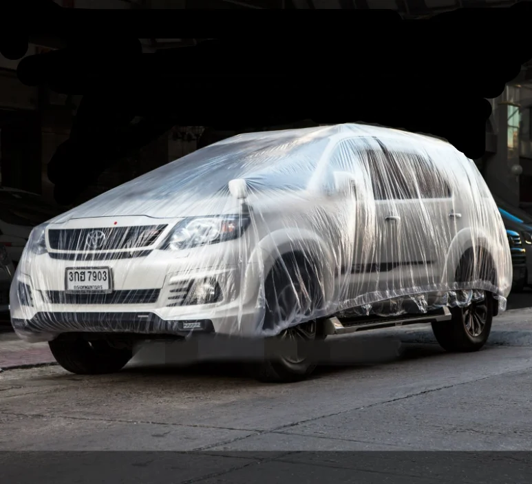 Transparent Disposable Plastic Car Covers Waterproof For One Time Use