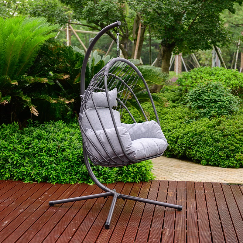 New Design Garden Hanging Swing Steel Chair Outdoor Leisure Egg Chairs Patio Swing Hanging Egg Chair