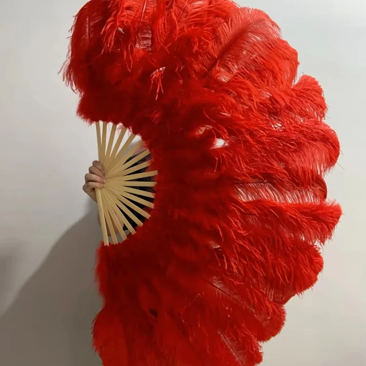 Cheap Sale Beautiful Dancing Dyed Colors Large fluffy Ostrich Feather Fans for carnival performance decoration