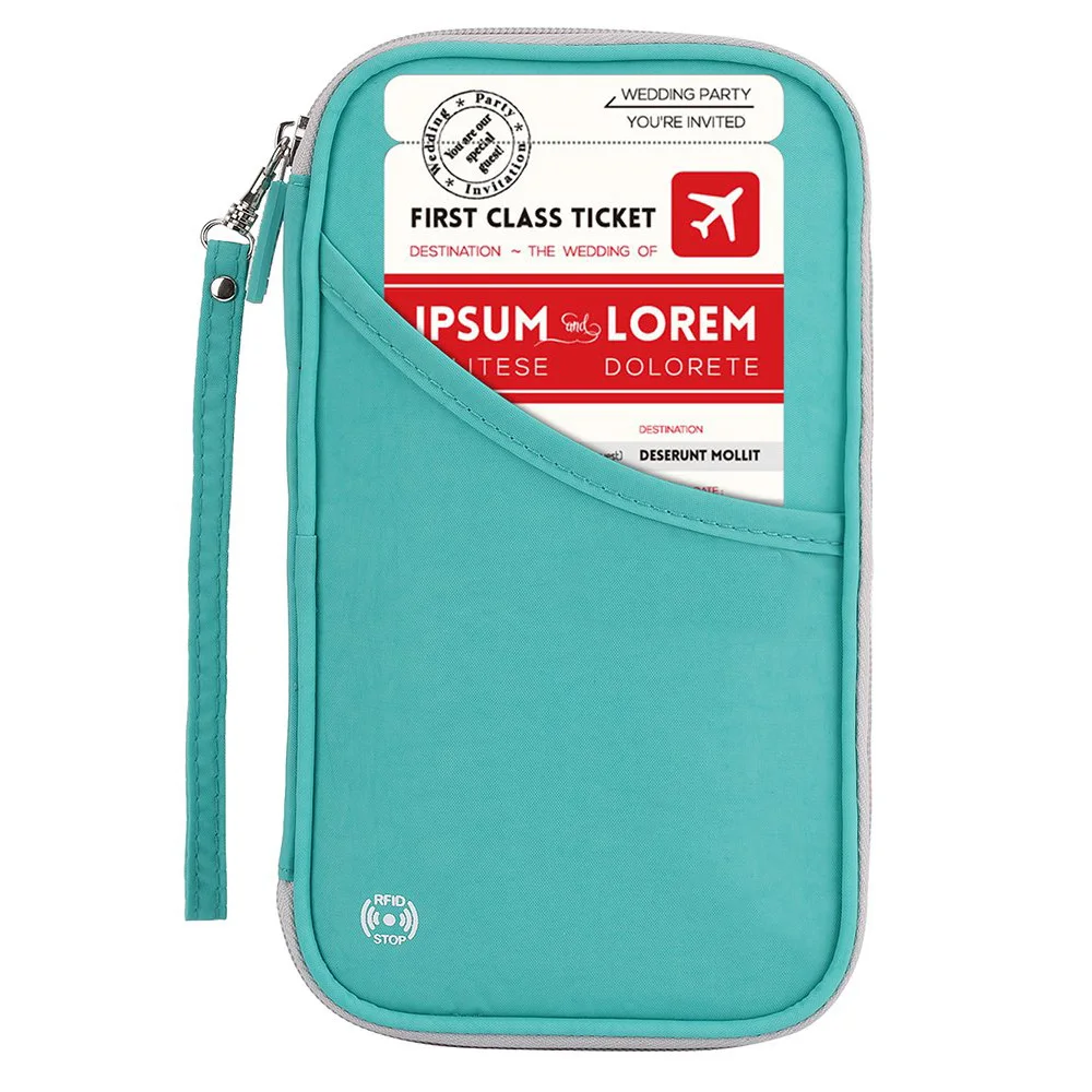 Travel Wallet RFID Blocking Document Organizer Bag rfid blocking travel passport wallet in