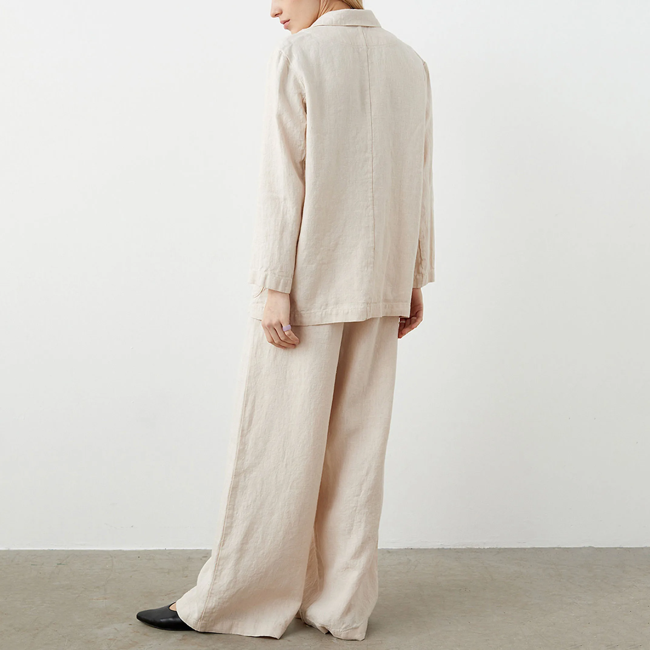 High Quality Plus Size Women Oversized Linen Blazer Long Sleeve Outwear Linen Jacket Matching Pants For Women