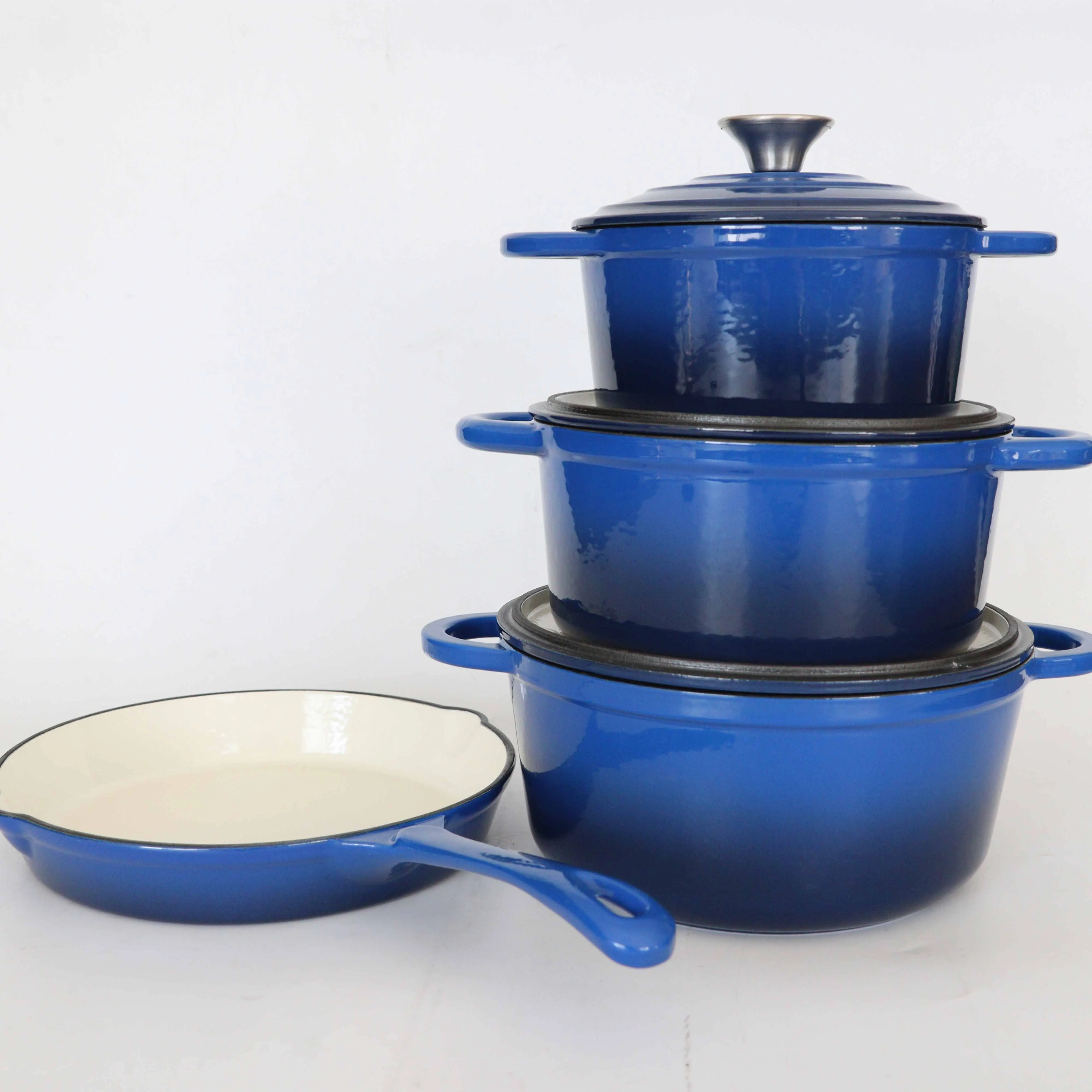 Cast Iron Enamel Coated Non Stick Cooking Pot Kitchen Cookware Set Soup Stock High Grade Kitchenware
