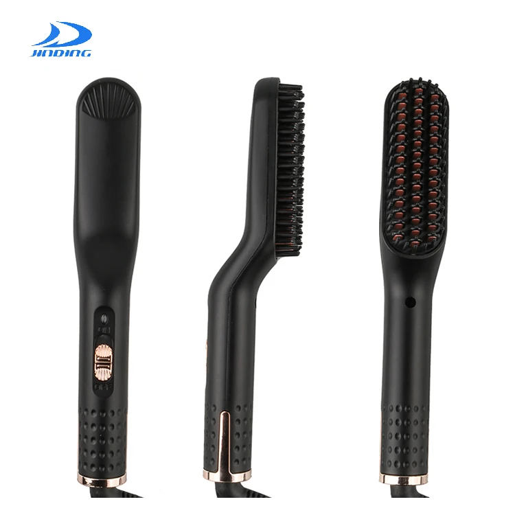 Электрический выпрямитель для бороды, керамическая щетка для выпрямления волос с подогревом