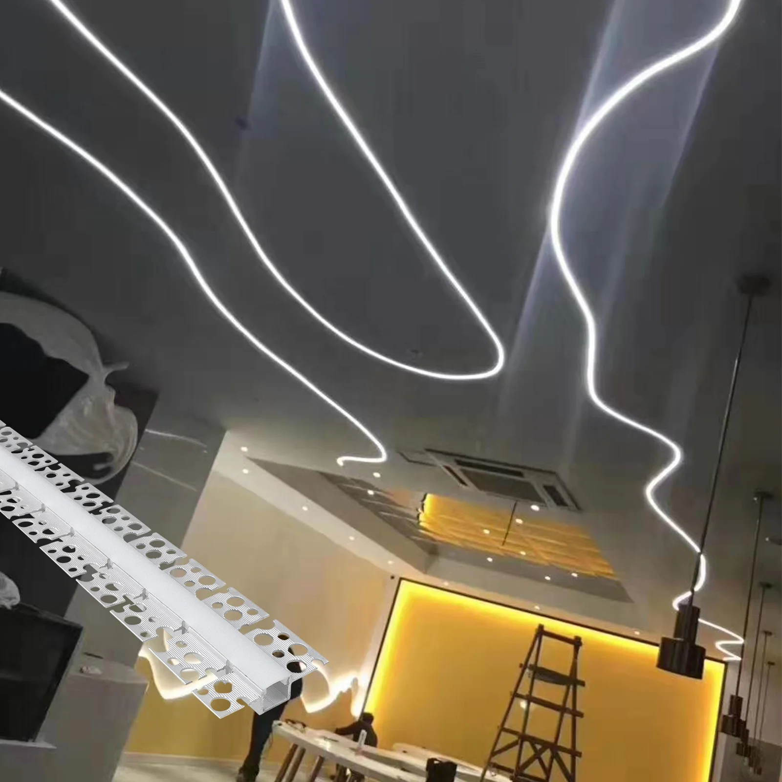 Led Ceiling Profile Alu 030C  Recessed Ceiling Drywall Curved Led Aluminum Profile