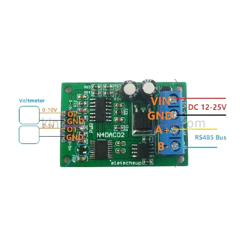 DC 12V 2CH DAC Module 0-5V 0-10V PWM to Voltage Analog Converter RS485 Modbus RTU Board