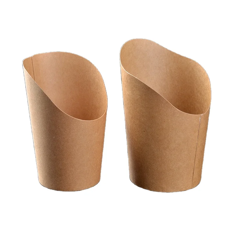 Brown kraft chip french fries holder disposable paper charcuterie snack food grade cup