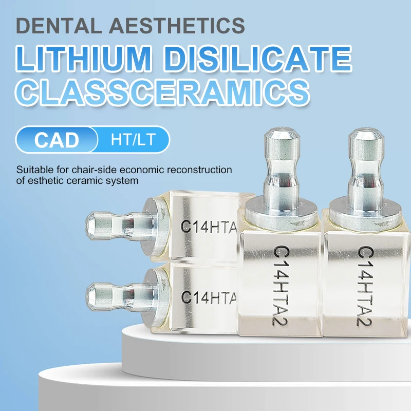 Dental Lab Implants Material CAD CAM Milling Cutting Translucency Lithium Dislicate C14 B40 HT LT Glass Dental Ceramic Block